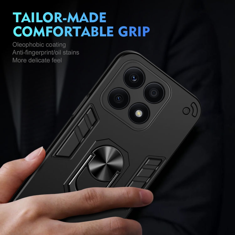 For Honor X8a Shockproof Metal Ring Holder Phone Case(Black)