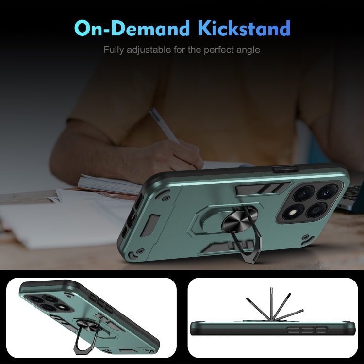 For Honor X8a Shockproof Metal Ring Holder Phone Case(Green)