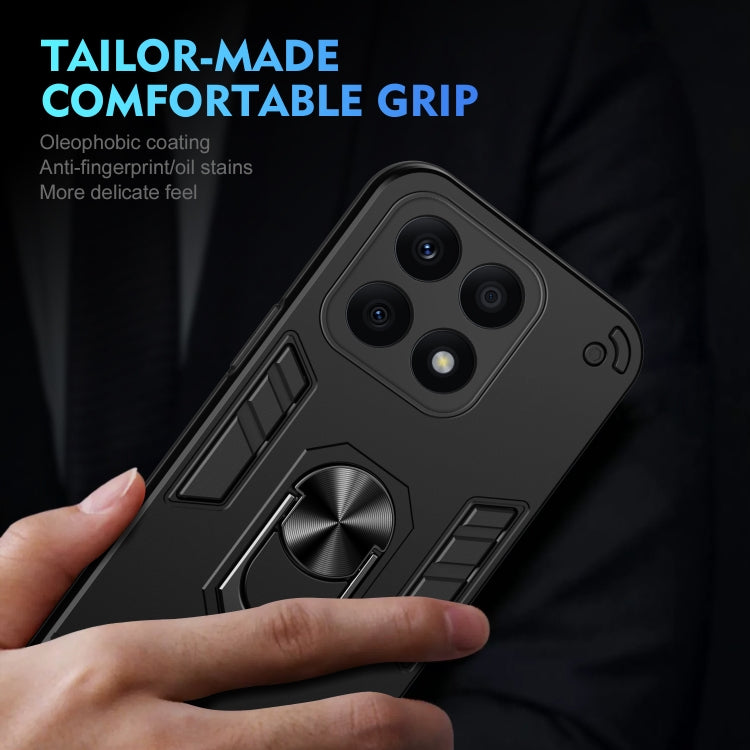 For Honor X8b Shockproof Metal Ring Holder Phone Case(Black)