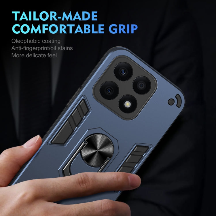For Honor X8b Shockproof Metal Ring Holder Phone Case(Blue)