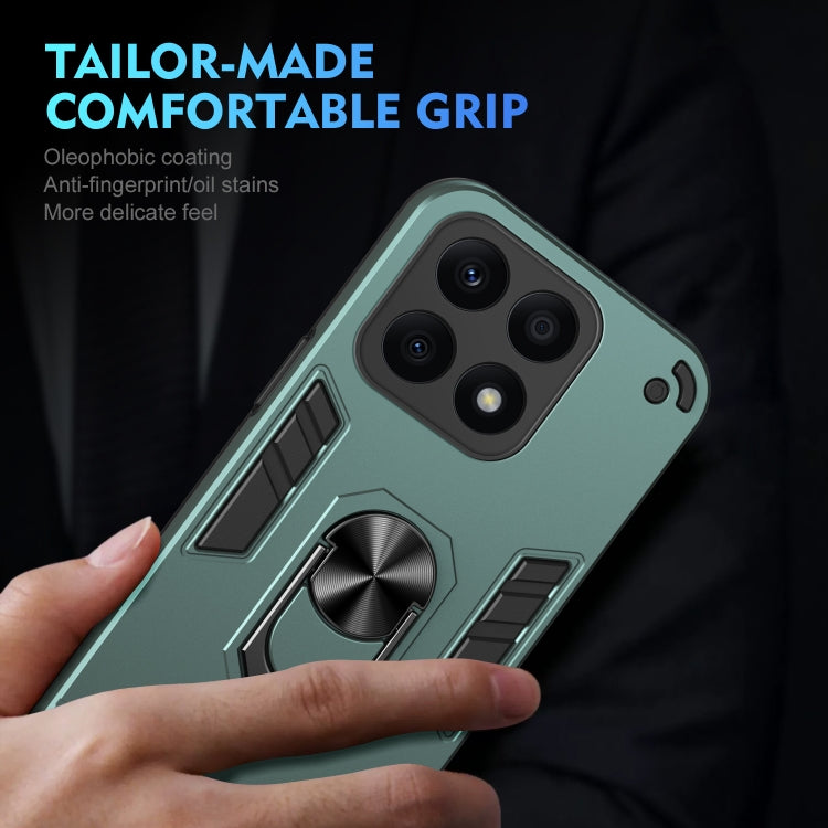 For Honor X8b Shockproof Metal Ring Holder Phone Case(Green)