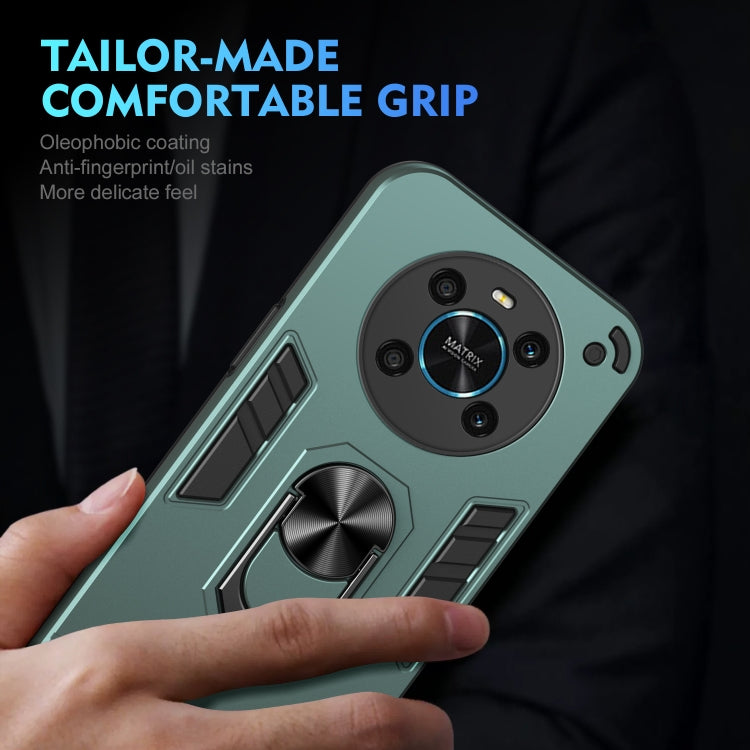 For Honor X9 Shockproof Metal Ring Holder Phone Case(Green)