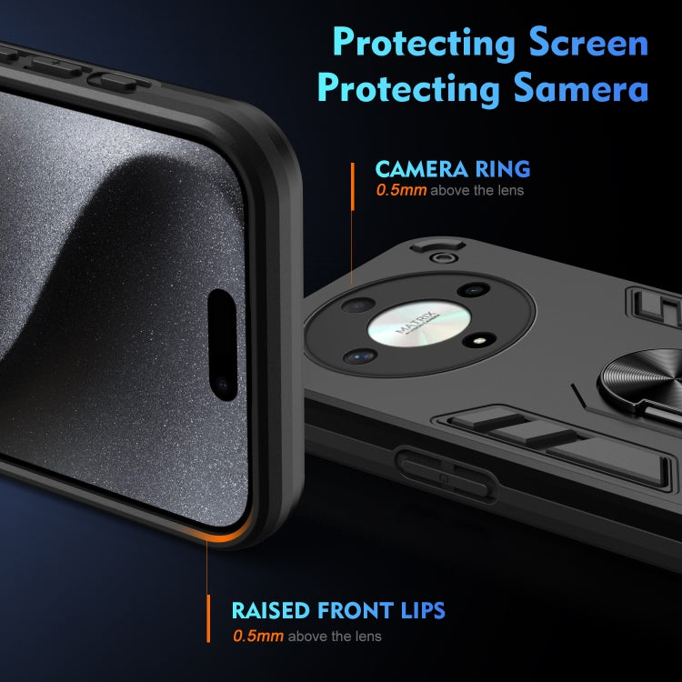 For Honor X9b Shockproof Metal Ring Holder Phone Case(Black)