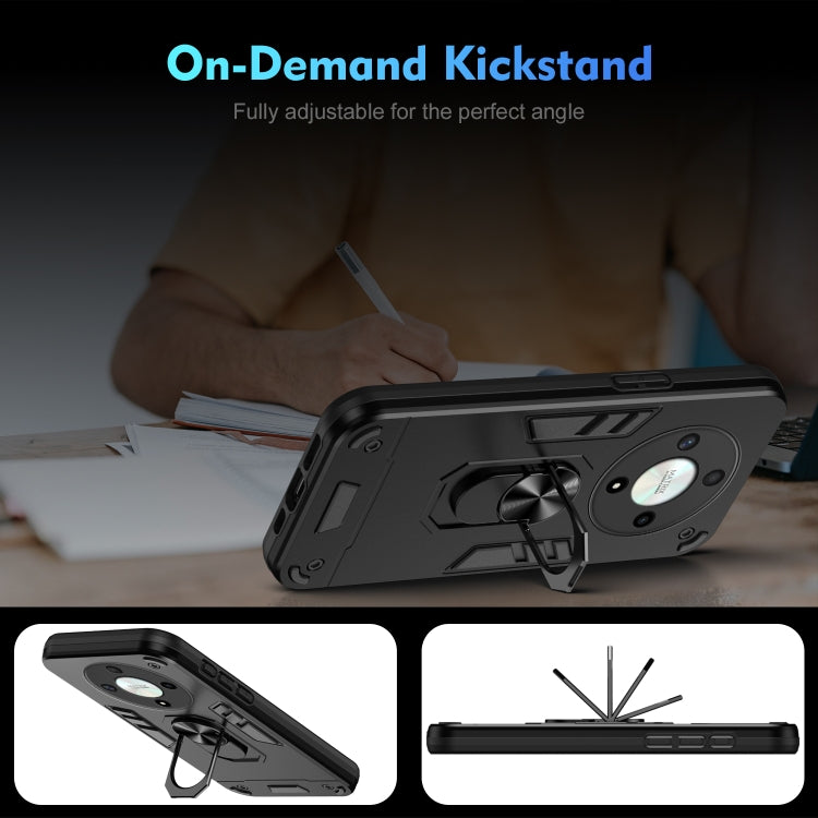 For Honor X9b Shockproof Metal Ring Holder Phone Case(Black)