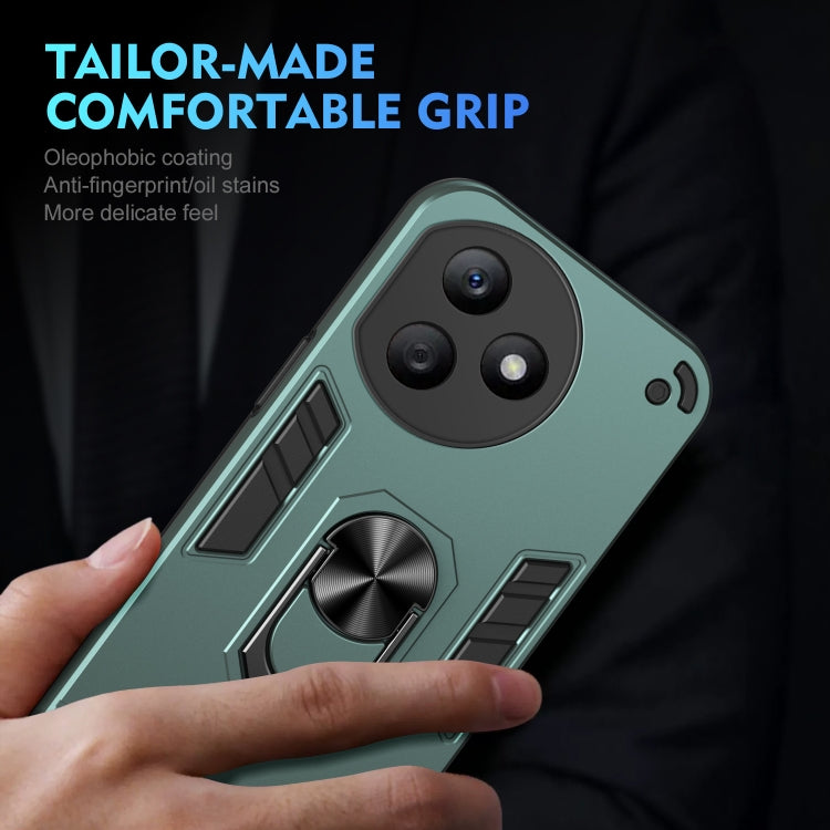 For Honor X50i+ Shockproof Metal Ring Holder Phone Case(Green)