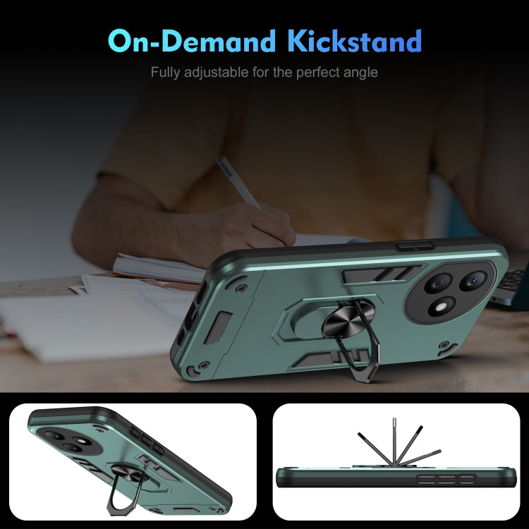 For Honor X50i+ Shockproof Metal Ring Holder Phone Case(Green)