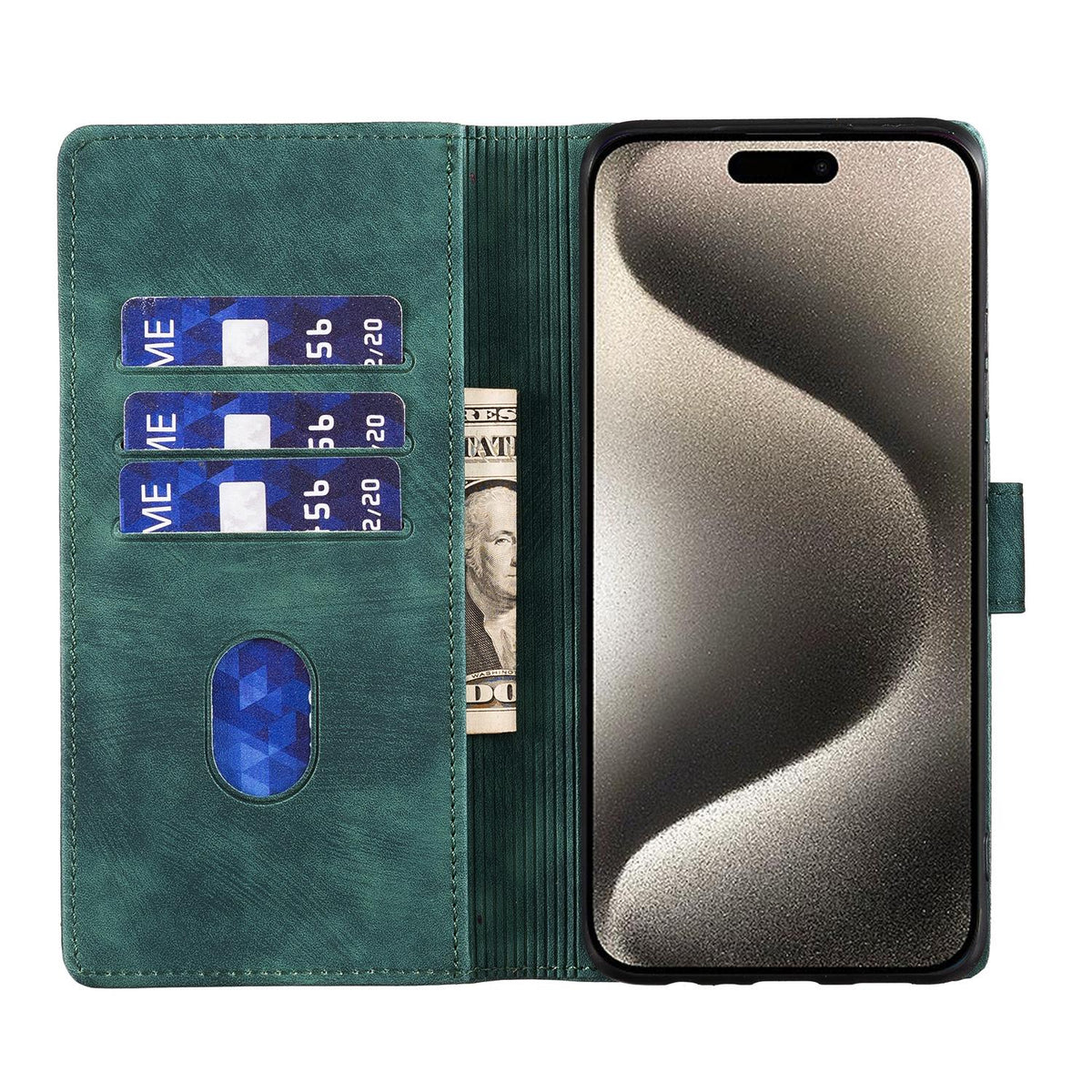 Compatible with iPhone 18 Pro Max & 17 Pro Max Pen Heart Cat Embossed Leather Phone Case - Green