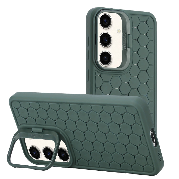 For Samsung Galaxy S24 5G Honeycomb Radiating Lens Holder TPU Phone Case(Green)