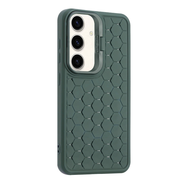 For Samsung Galaxy S24 5G Honeycomb Radiating Lens Holder TPU Phone Case(Green)