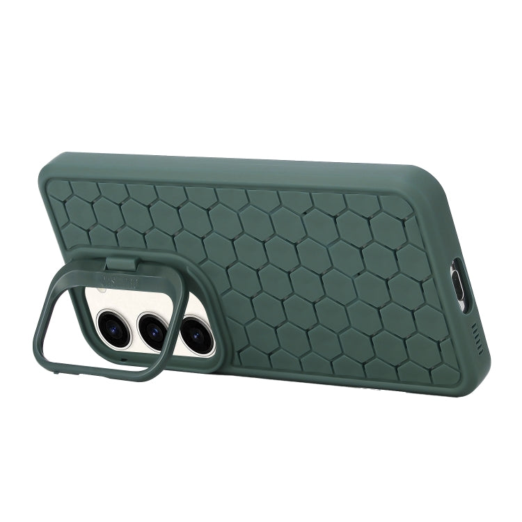 For Samsung Galaxy S24 5G Honeycomb Radiating Lens Holder TPU Phone Case(Green)