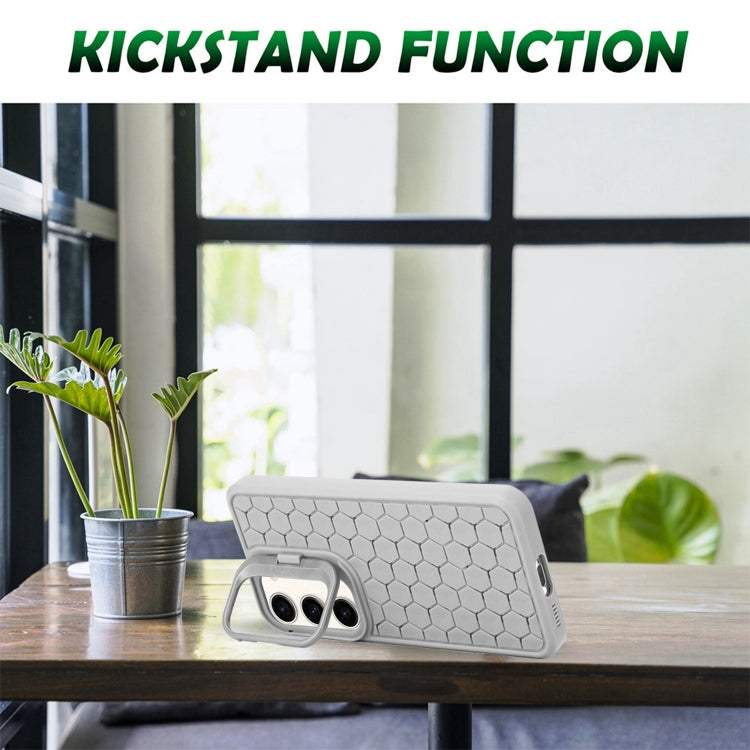 For Samsung Galaxy S24 5G Honeycomb Radiating Lens Holder TPU Phone Case(Grey)