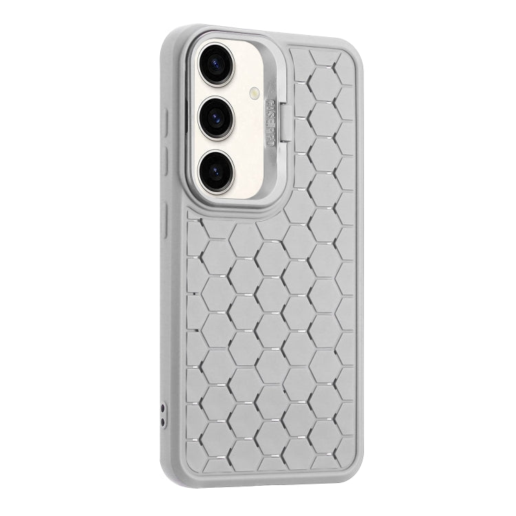 For Samsung Galaxy S24 5G Honeycomb Radiating Lens Holder TPU Phone Case(Grey)