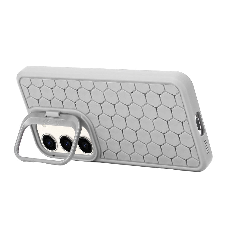 For Samsung Galaxy S24 5G Honeycomb Radiating Lens Holder TPU Phone Case(Grey)