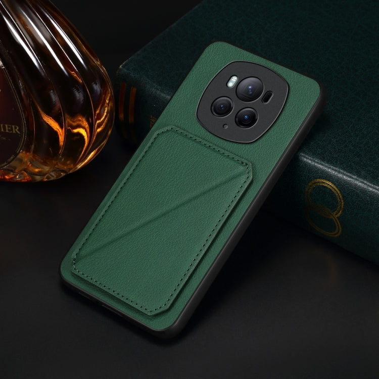 For Honor Magic6 Pro 5G D04 Calf Texture Dual Card Slot Holder Phone Case(Green)