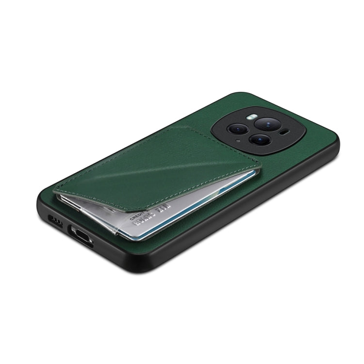 For Honor Magic6 Pro 5G D04 Calf Texture Dual Card Slot Holder Phone Case(Green)