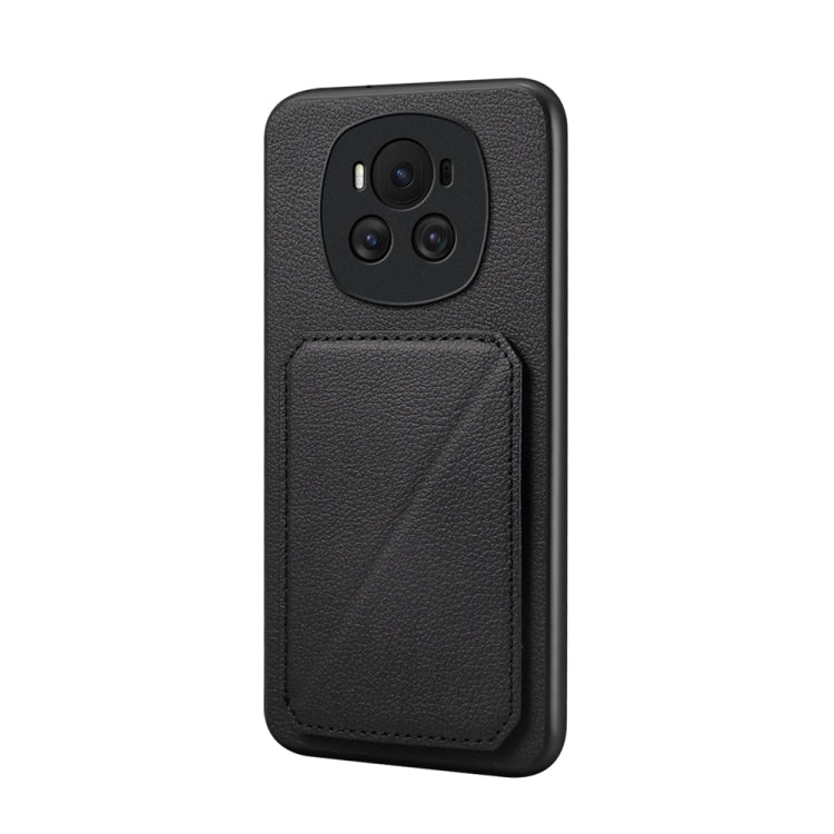For Honor Magic6 5G D04 Calf Texture Dual Card Slot Holder Phone Case(Black)