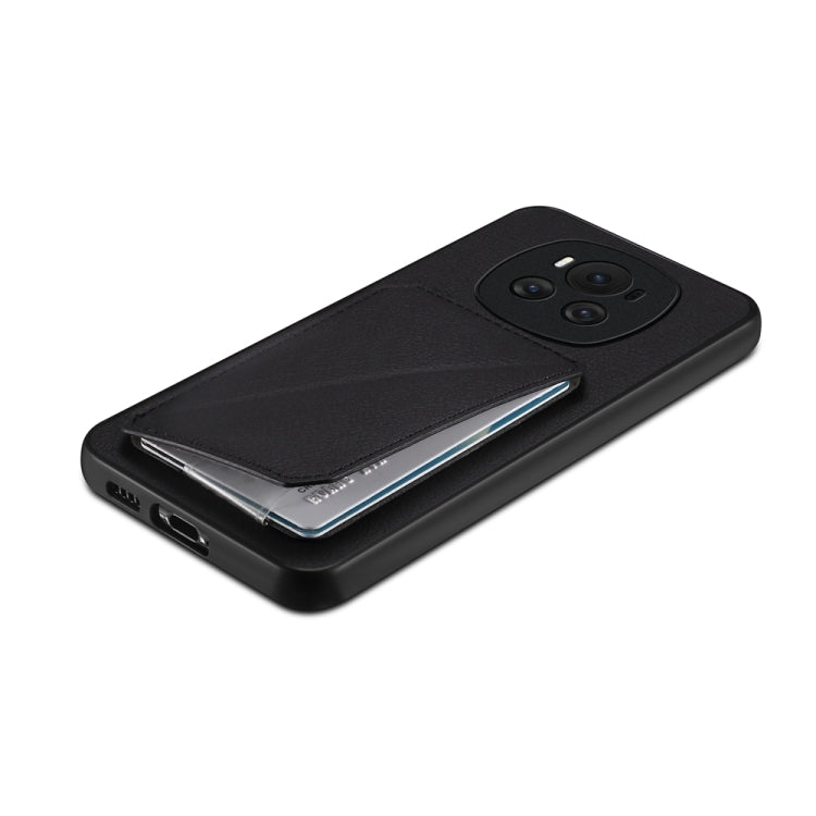 For Honor Magic6 5G D04 Calf Texture Dual Card Slot Holder Phone Case(Black)
