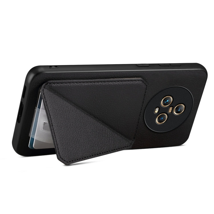 For Honor Magic5 5G D04 Calf Texture Dual Card Slot Holder Phone Case(Black)