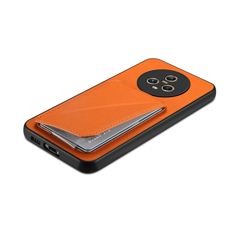 For Honor Magic5 5G D04 Calf Texture Dual Card Slot Holder Phone Case(Orange)