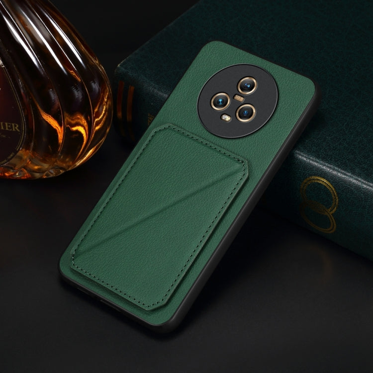 For Honor Magic5 5G D04 Calf Texture Dual Card Slot Holder Phone Case(Green)