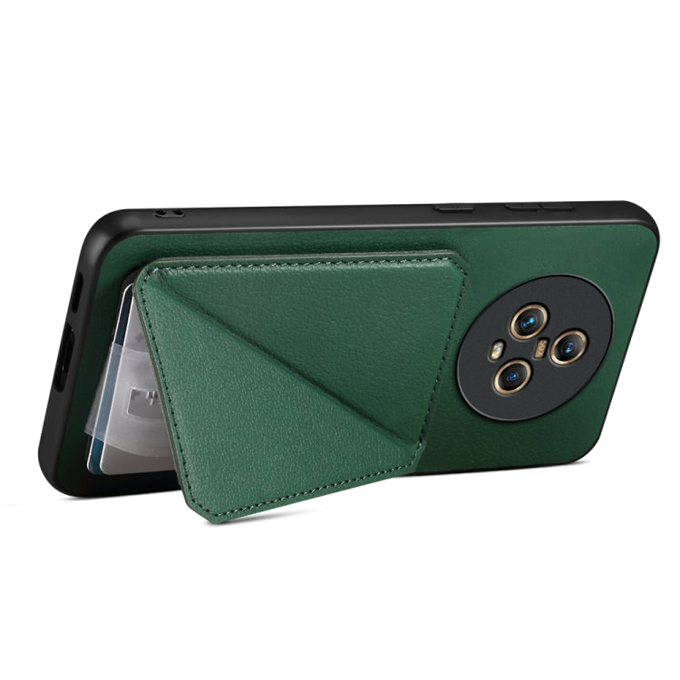 For Honor Magic5 5G D04 Calf Texture Dual Card Slot Holder Phone Case(Green)