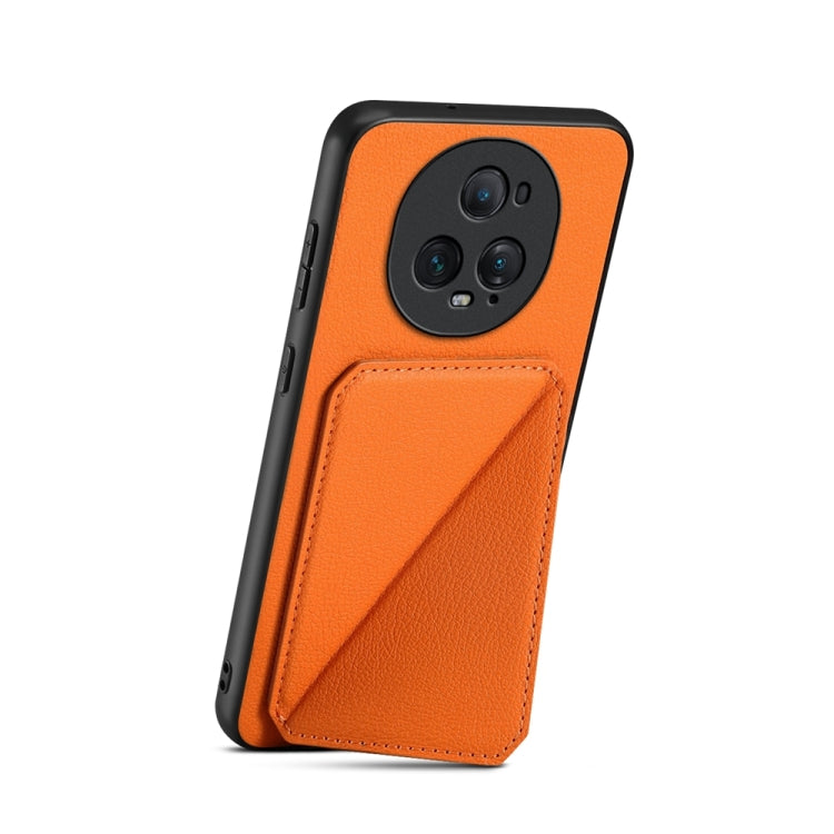 For Honor Magic5 Ultimate 5G D04 Calf Texture Dual Card Slot Holder Phone Case(Orange)