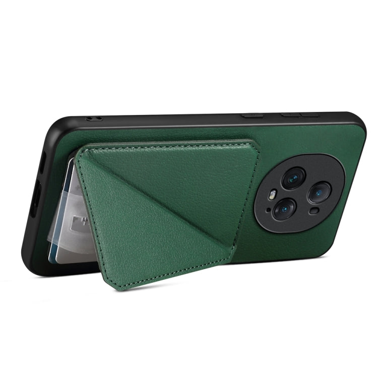 For Honor Magic5 Ultimate 5G D04 Calf Texture Dual Card Slot Holder Phone Case(Green)