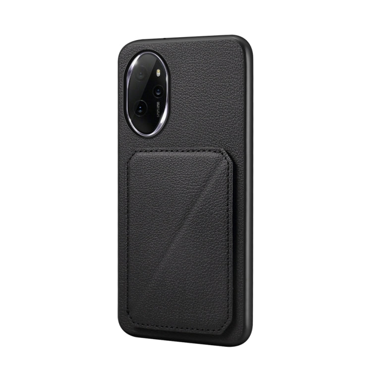 For Honor 100 Pro D04 Calf Texture Dual Card Slot Holder Phone Case(Black)
