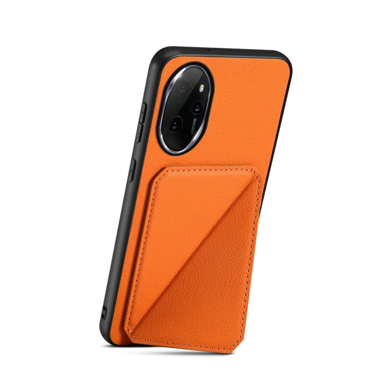 For Honor 100 Pro D04 Calf Texture Dual Card Slot Holder Phone Case(Orange)