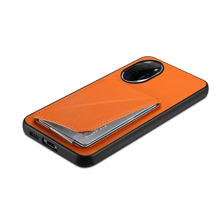 For Honor 100 Pro D04 Calf Texture Dual Card Slot Holder Phone Case(Orange)
