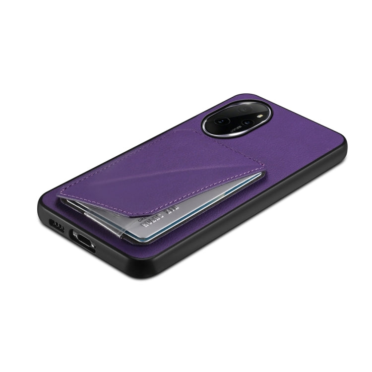 For Honor 100 Pro D04 Calf Texture Dual Card Slot Holder Phone Case(Purple)