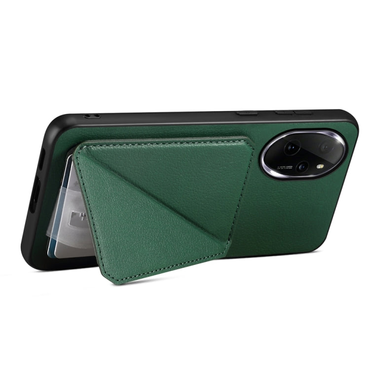 For Honor 100 Pro D04 Calf Texture Dual Card Slot Holder Phone Case(Green)