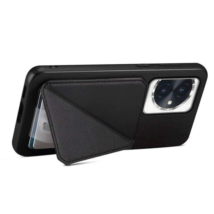 For Honor 100 D04 Calf Texture Dual Card Slot Holder Phone Case(Black)