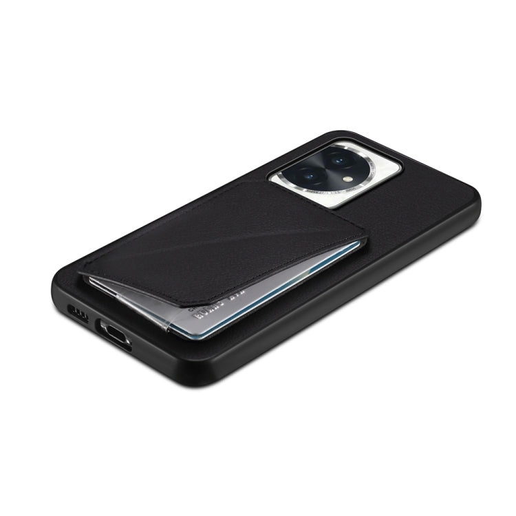 For Honor 100 D04 Calf Texture Dual Card Slot Holder Phone Case(Black)