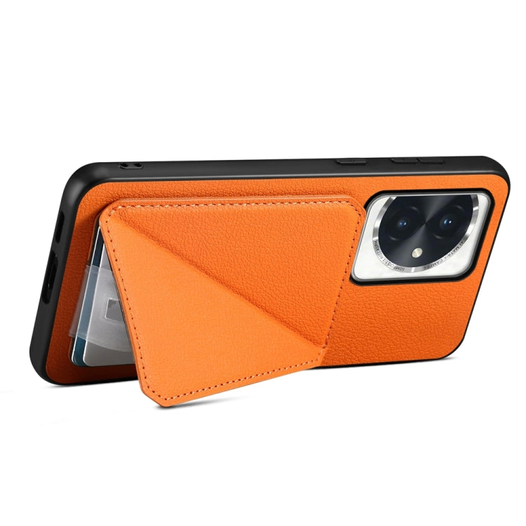 For Honor 100 D04 Calf Texture Dual Card Slot Holder Phone Case(Orange)