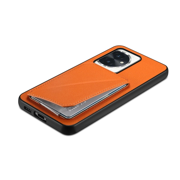 For Honor 100 D04 Calf Texture Dual Card Slot Holder Phone Case(Orange)