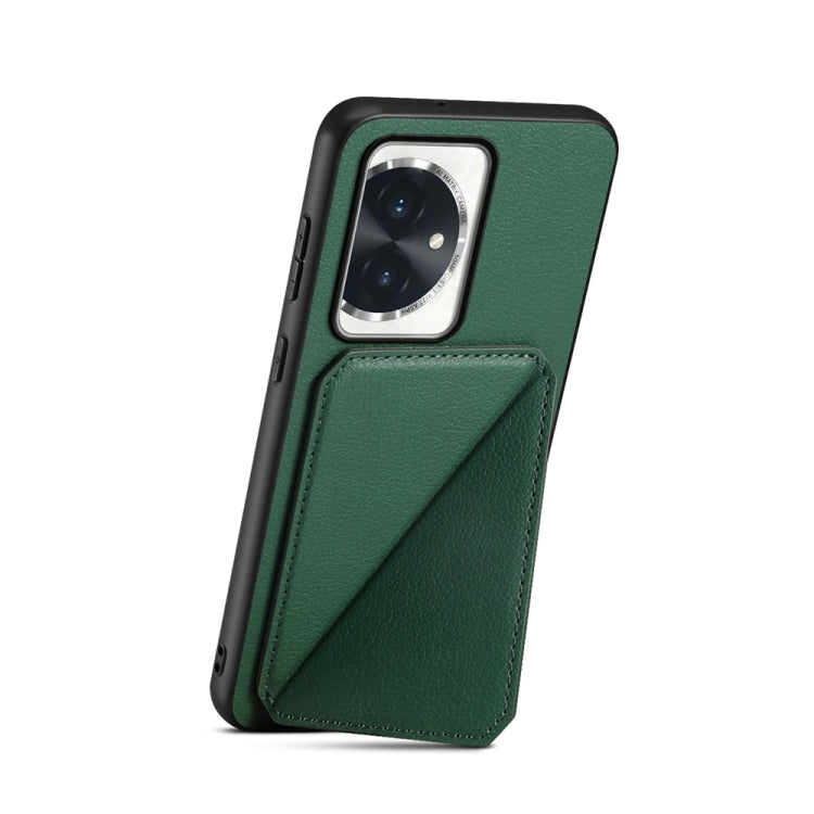For Honor 100 D04 Calf Texture Dual Card Slot Holder Phone Case(Green)