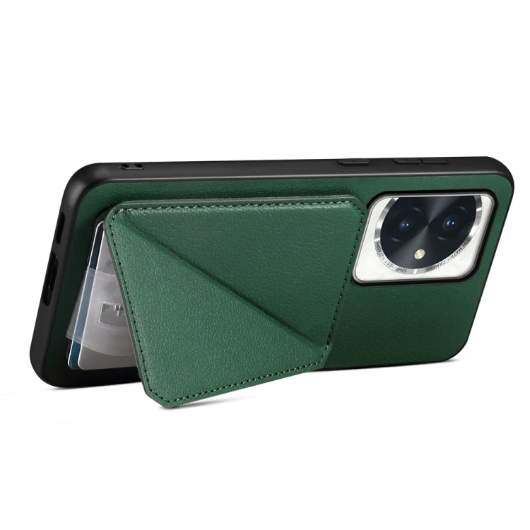 For Honor 100 D04 Calf Texture Dual Card Slot Holder Phone Case(Green)