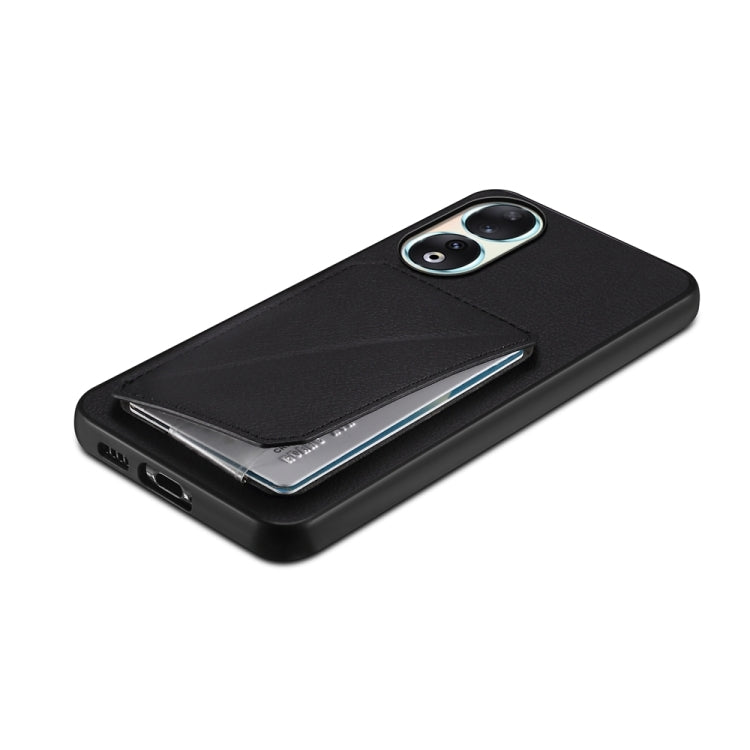 For Honor 90 D04 Calf Texture Dual Card Slot Holder Phone Case(Black)