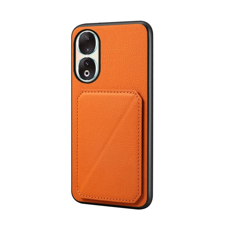 For Honor 90 D04 Calf Texture Dual Card Slot Holder Phone Case(Orange)