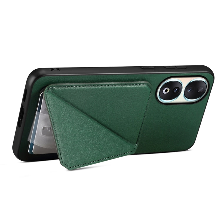 For Honor 90 D04 Calf Texture Dual Card Slot Holder Phone Case(Green)