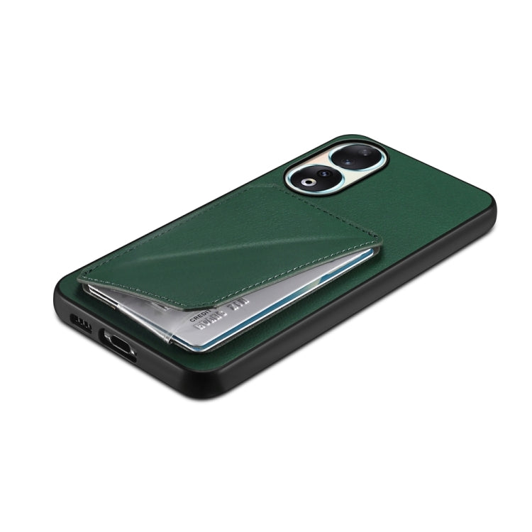 For Honor 90 D04 Calf Texture Dual Card Slot Holder Phone Case(Green)