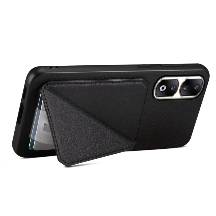 For Honor 90 Pro D04 Calf Texture Dual Card Slot Holder Phone Case(Black)