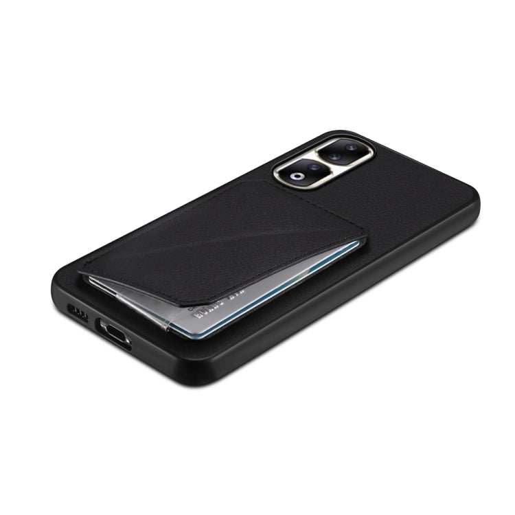 For Honor 90 Pro D04 Calf Texture Dual Card Slot Holder Phone Case(Black)