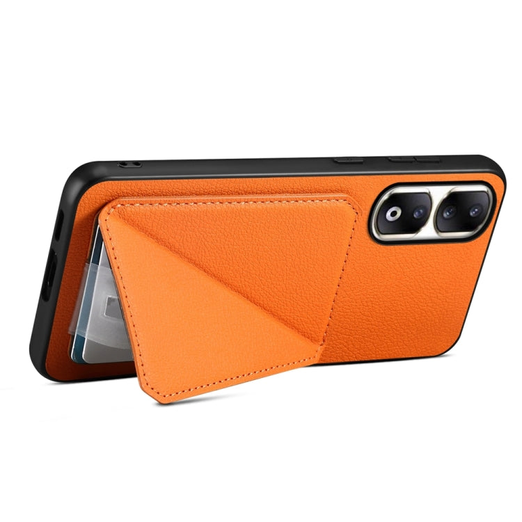 For Honor 90 Pro D04 Calf Texture Dual Card Slot Holder Phone Case(Orange)