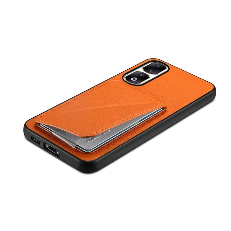 For Honor 90 Pro D04 Calf Texture Dual Card Slot Holder Phone Case(Orange)