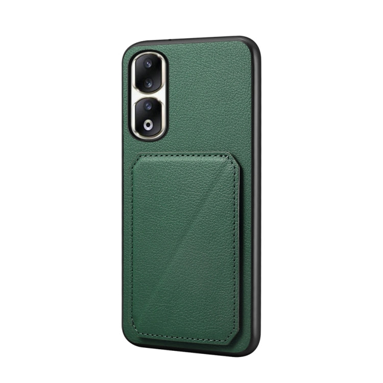 For Honor 90 Pro D04 Calf Texture Dual Card Slot Holder Phone Case(Green)