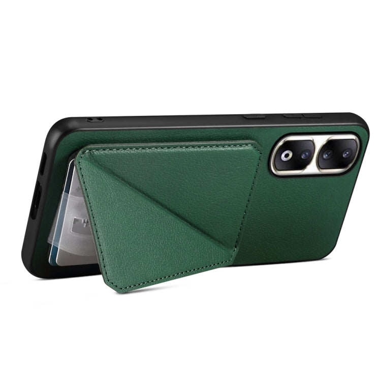 For Honor 90 Pro D04 Calf Texture Dual Card Slot Holder Phone Case(Green)