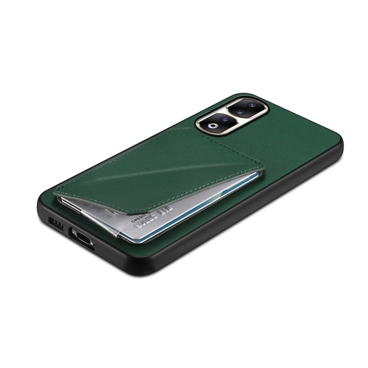 For Honor 90 Pro D04 Calf Texture Dual Card Slot Holder Phone Case(Green)
