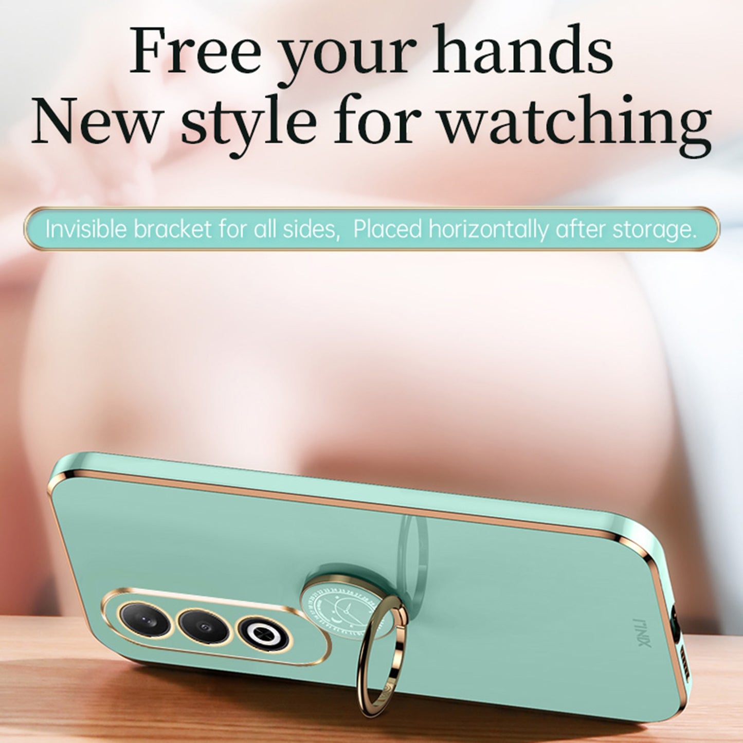 For OPPO K12 XINLI Straight Edge 6D Electroplate TPU Phone Case with Ring Holder(Mint Green)